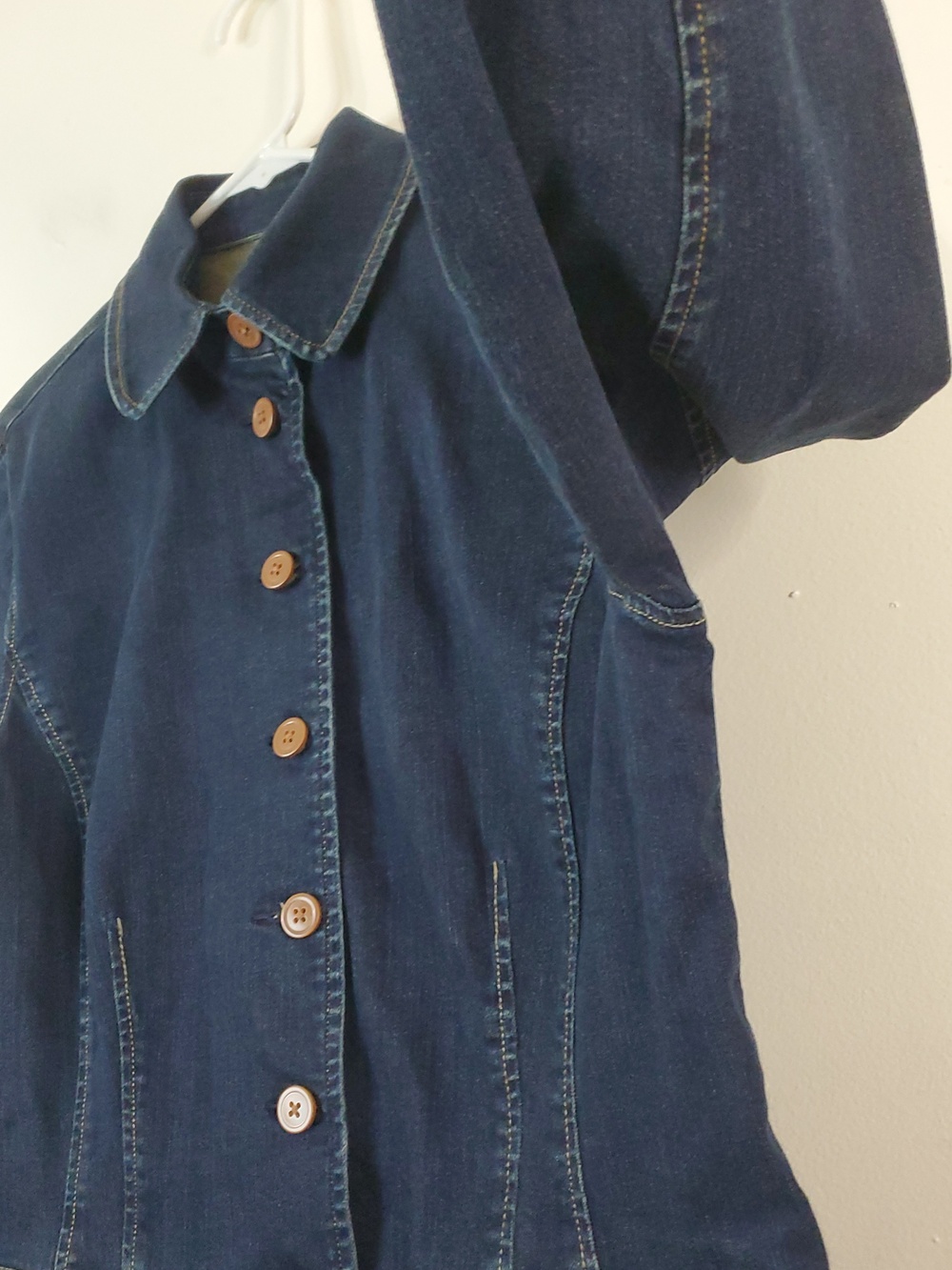 Lauren Ralph Lauren Peplum Denim Jacket Size 12 Dark Wash Spring Layering Preppy - Picture 6 of 13